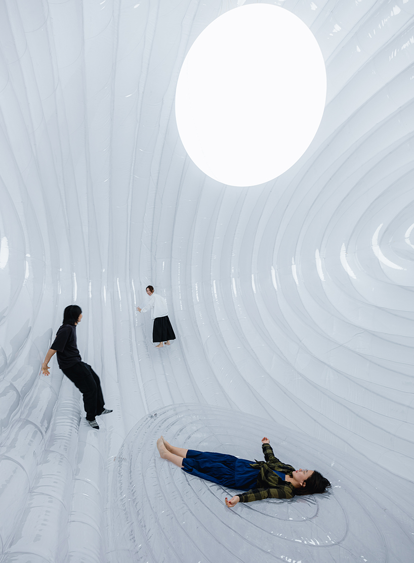 CPLUS' inflatable ellipsoid, matrix-space, cocoons visitors in warm embrace in beijing