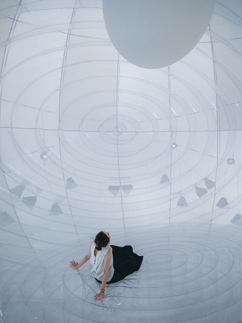 CPLUS' inflatable ellipsoid, matrix-space, cocoons visitors in warm embrace in beijing
