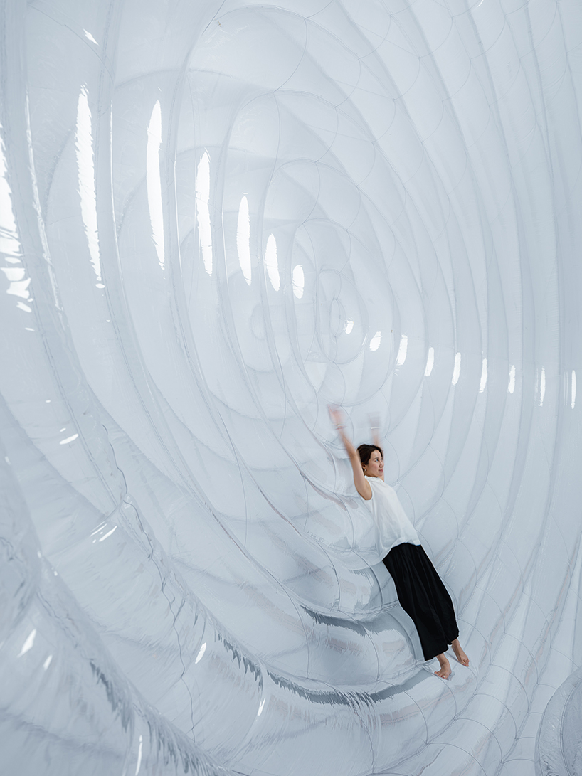 CPLUS' inflatable ellipsoid, matrix-space, cocoons visitors in warm embrace in beijing