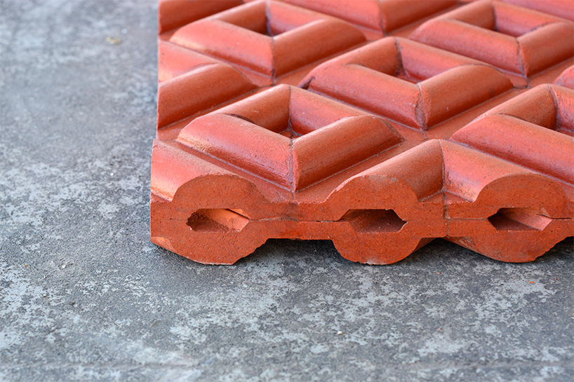 manoj patel repurposes clay roof tiles with sculptural outdoor furniture series