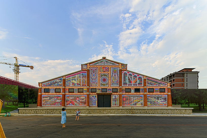 drawing architecture studio uplifts chinese warehouse with renaissance-basilica-like mural