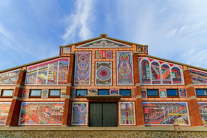 drawing architecture studio uplifts chinese warehouse with renaissance-basilica-like mural