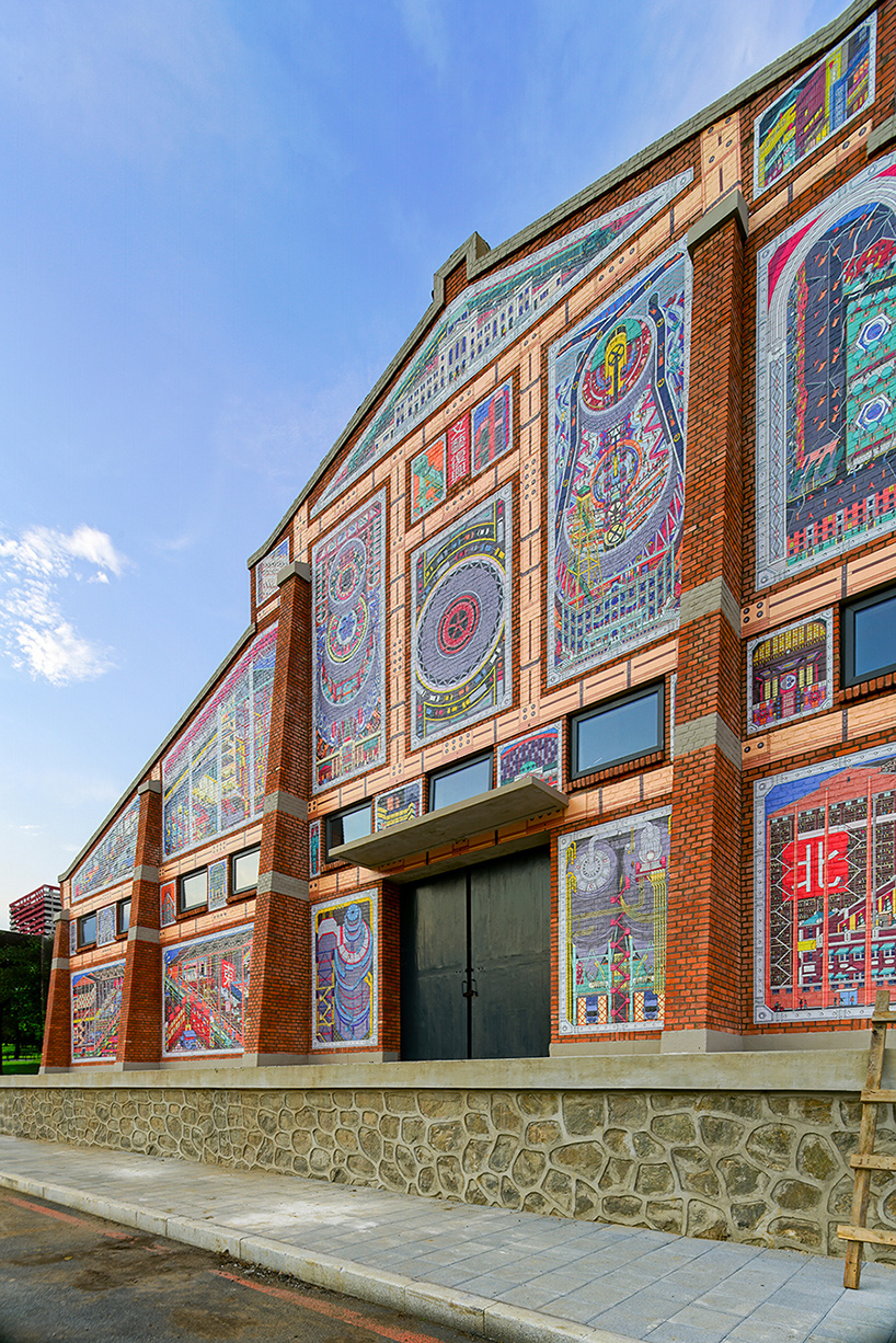 drawing architecture studio uplifts chinese warehouse with renaissance-basilica-like mural