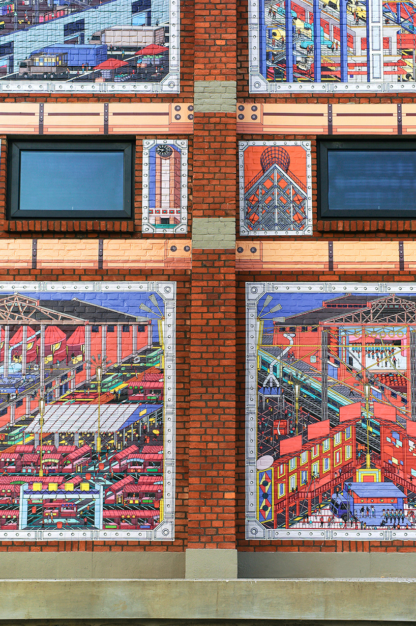 drawing architecture studio uplifts chinese warehouse with renaissance-basilica-like mural