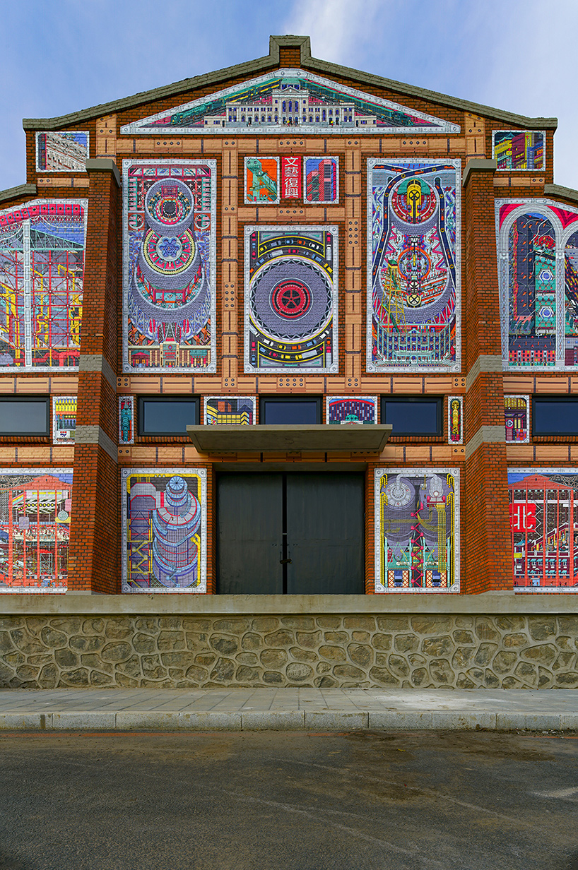 drawing architecture studio uplifts chinese warehouse with renaissance-basilica-like mural