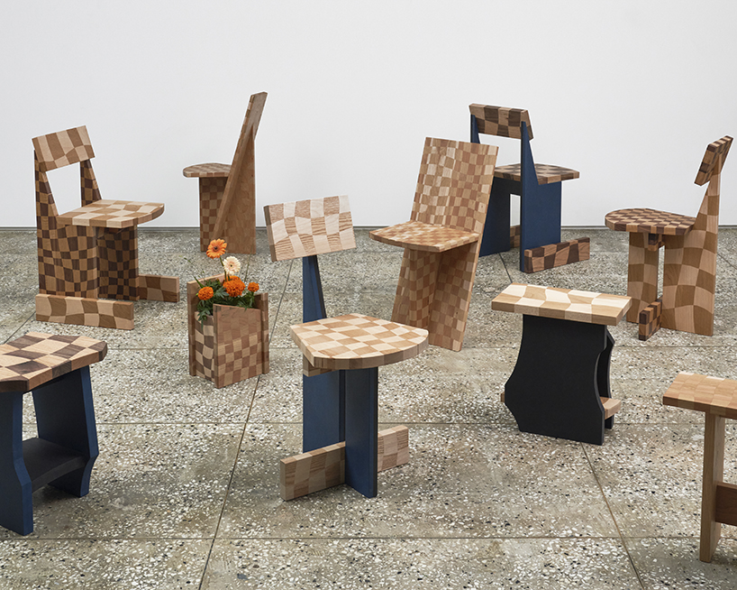 kuo duo experiments with wood techniques in word play furniture series
