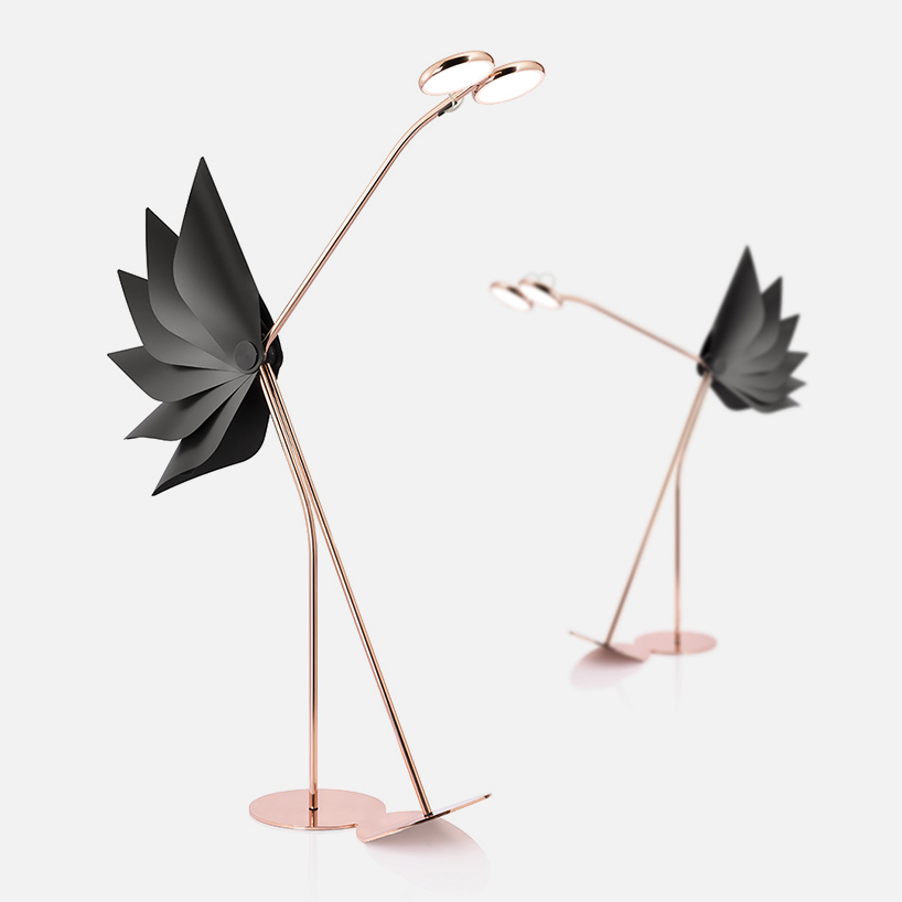 sergi ventura's latest pendant light collection features violins, flowers and birds all plated in 24k gold - 3