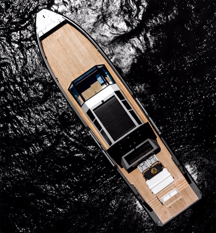 mazu's 82ft yacht combines an angular profile with cozy, home-like interiors designboom