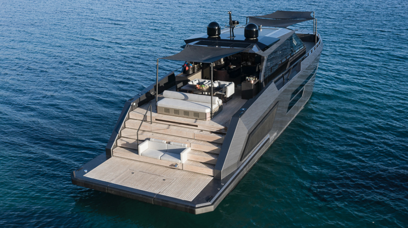 mazu's 82ft yacht combines an angular profile with cozy, home-like interiors designboom