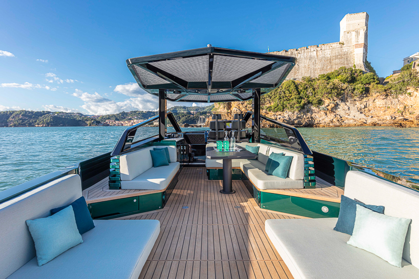 wally unveils a 43ft tender with a center cockpit for increased protection designboom