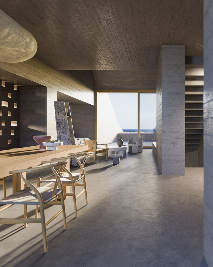 kapsimalis architects envisions two houses carved from rock in santorini designboom