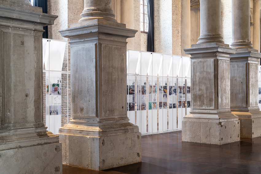 SET architects' exhibit installation emerges inside 16th century building at venice biennale