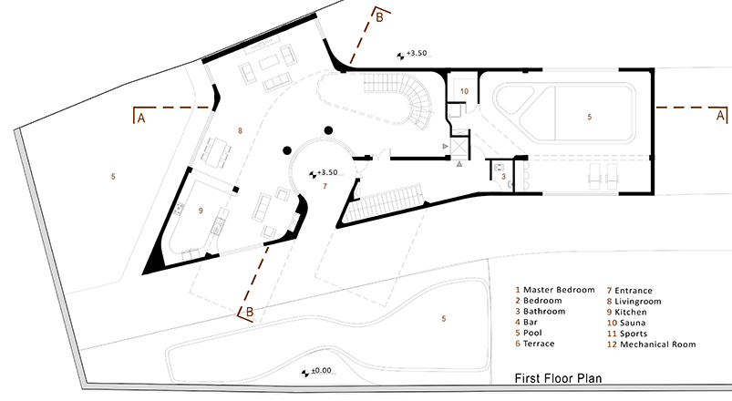 cantiliver villa in iran by azeri+lotfolahi results from the site's topography curves - 8