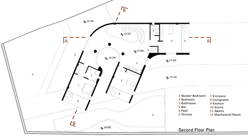 cantiliver villa in iran by azeri+lotfolahi results from the site's topography curves - 9