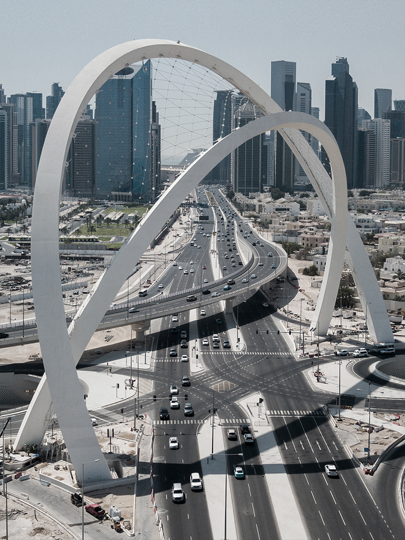 soaring al wahda arches by erik behrens intertwine to mark qatar's thriving future & pearl-diving heritage