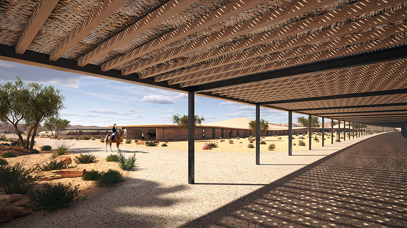 AECOM's vast equestrian village nestles into the rocky desert terrain of AlUla