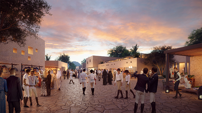 AECOM's vast equestrian village nestles into the rocky desert terrain of AlUla