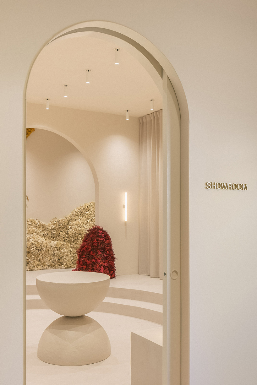 clap studio's floral installation at valencia showroom welcomes spring