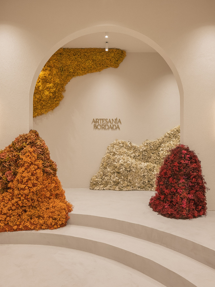 clap studio's floral installation at valencia showroom welcomes spring