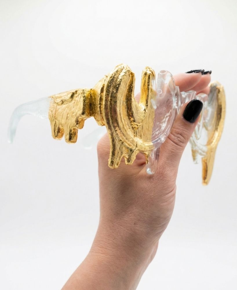 melting eyewear in glass and gold blurs sculpture, design, and optics in venice - 3