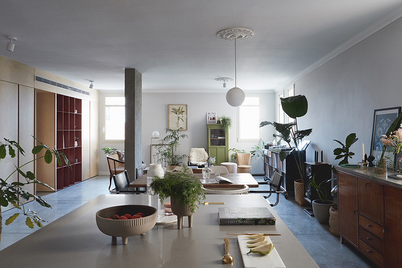 this apartment in tel aviv uses a wooden storage unit to separate private spaces - 2