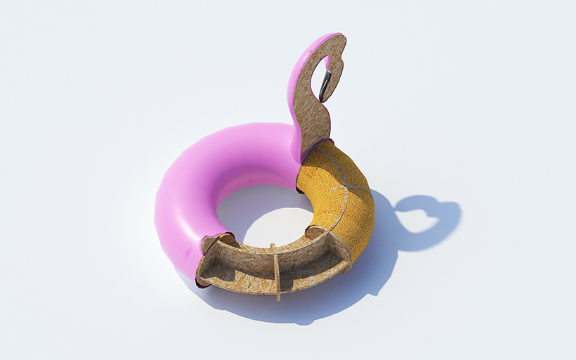 cyril lancelin fences basketball court with grid of pink doughnuts and squares designboom