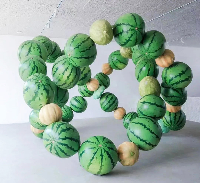 cyril lancelin explore data and nature abundance in an immersive sculpture made of giant melons in beijing 1