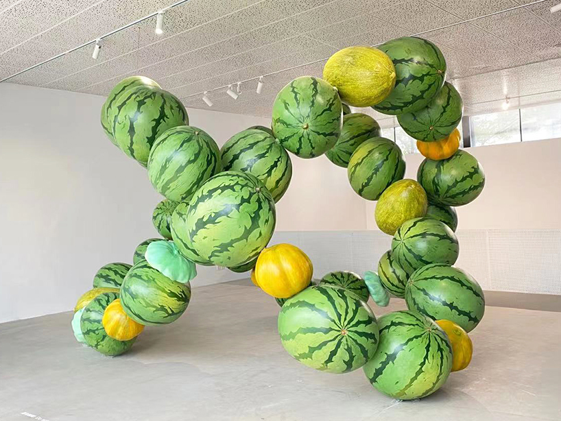 cyril lancelin explore data and nature abundance in an immersive sculpture made of giant melons in beijing 2