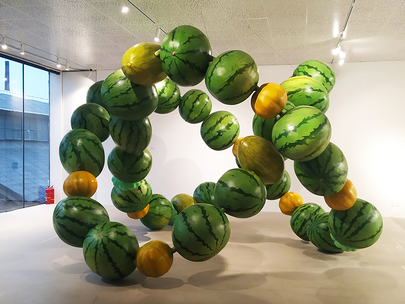 cyril lancelin explore data and nature abundance in an immersive sculpture made of giant melons in beijing 3