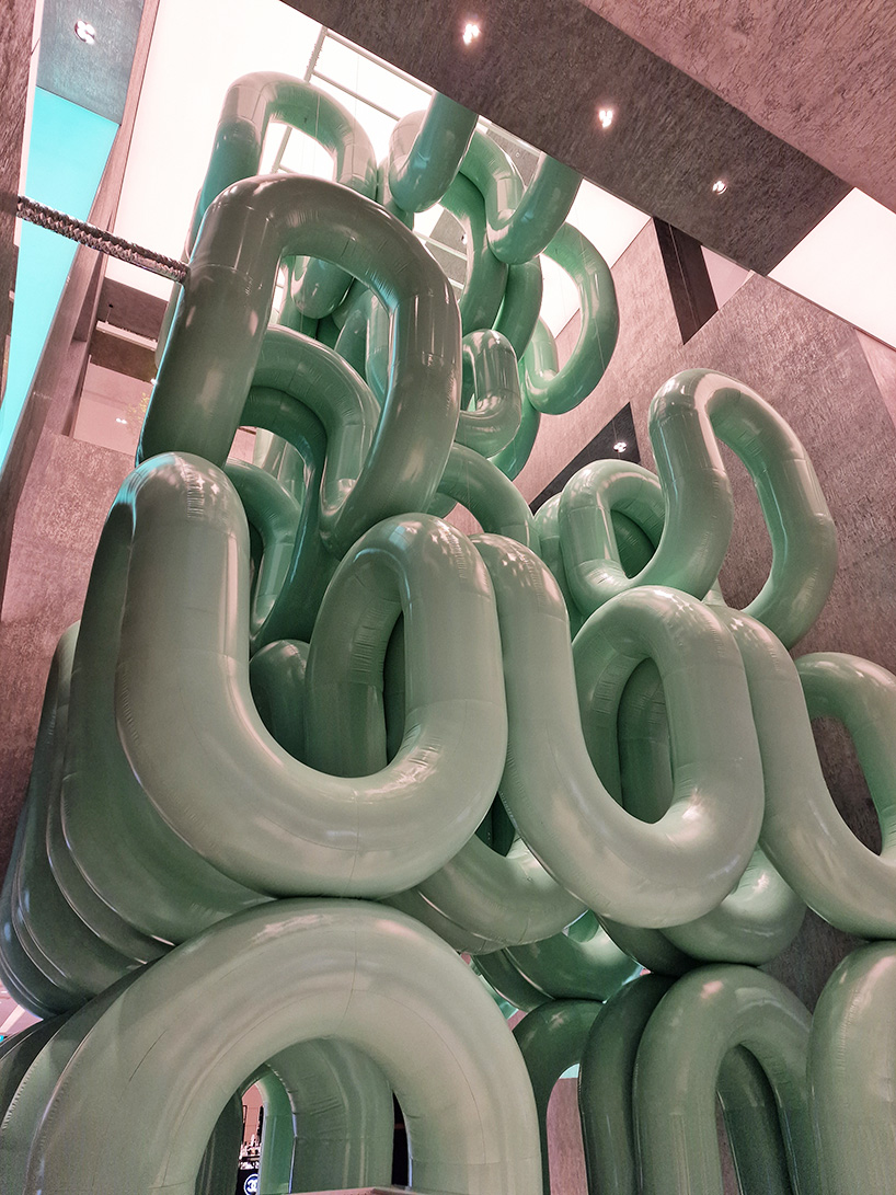 cyril lancelin's giant inflatable 'waterfall arches' cascade at hyundai daegu in south korea