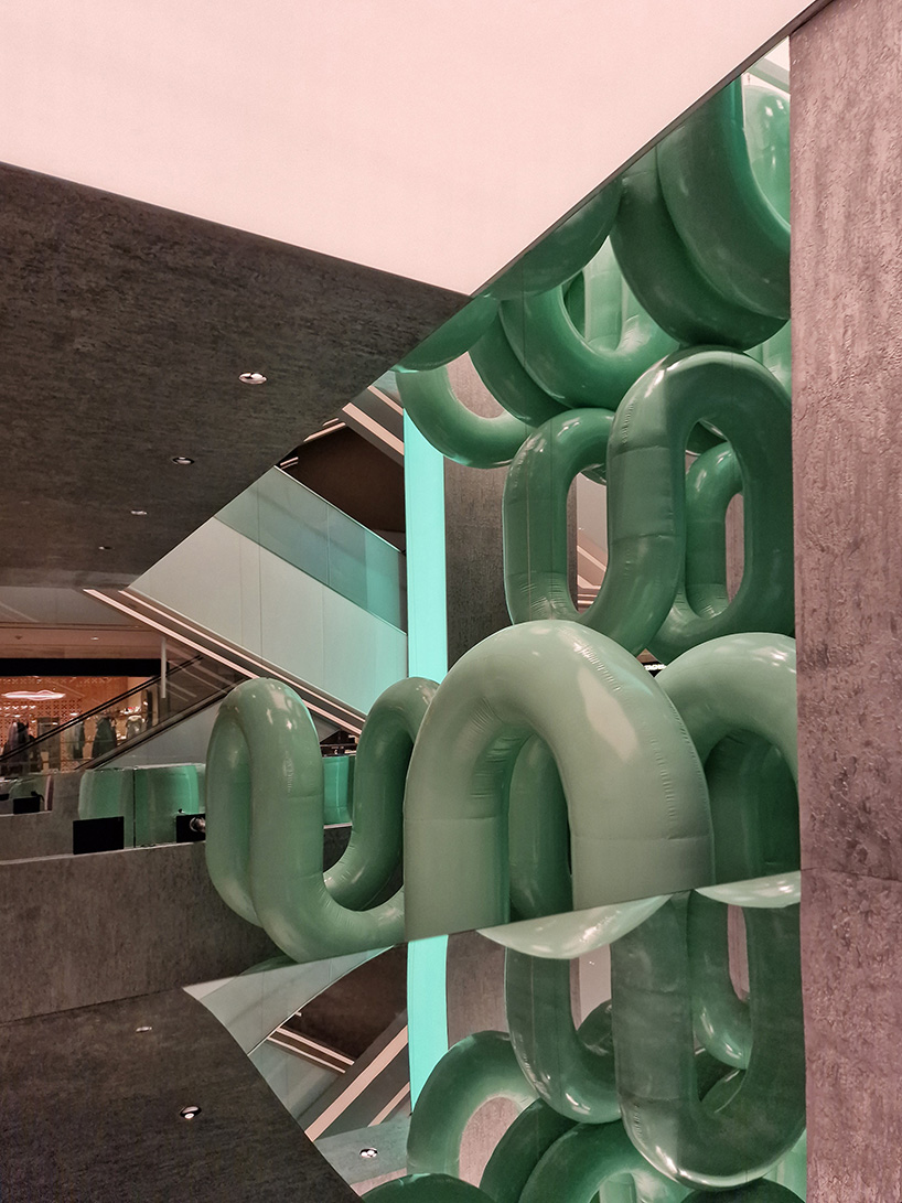 cyril lancelin's giant inflatable 'waterfall arches' cascade at hyundai daegu in south korea