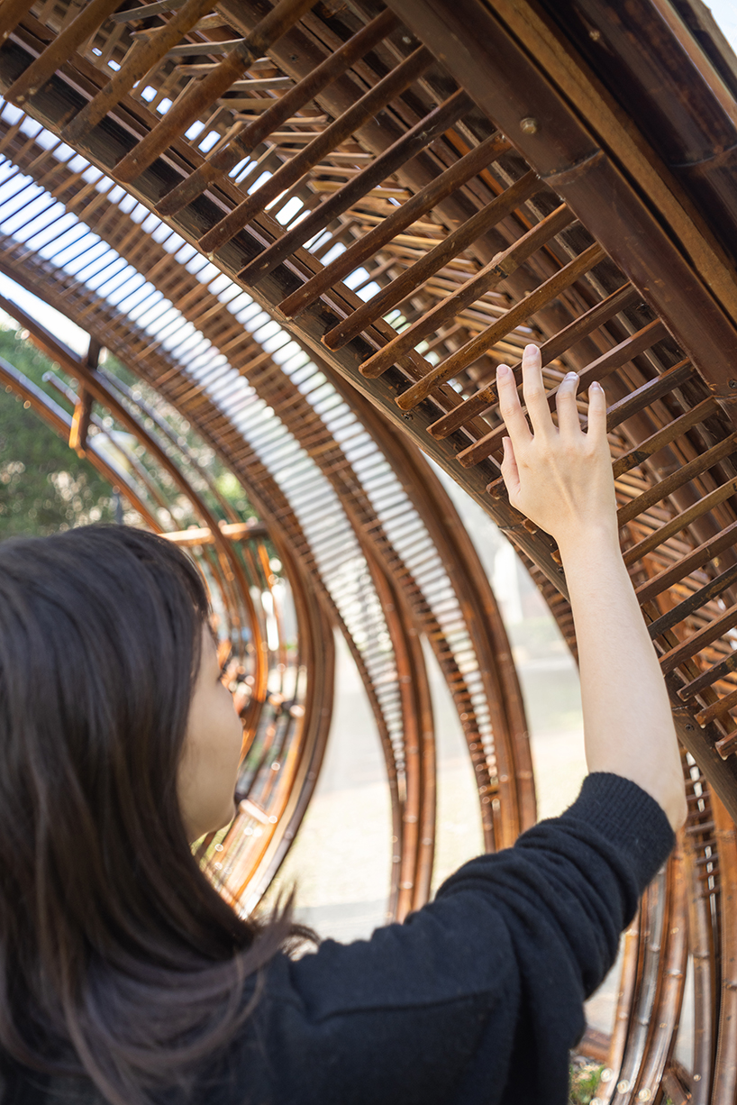 ling-li tseng's bamboo pavilion creates cocooning space to linger on taiwan university campus