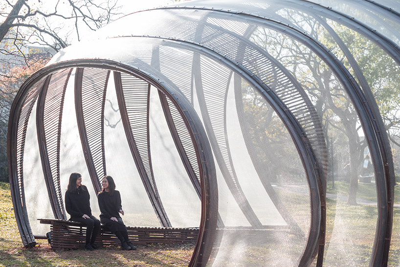 ling-li tseng's bamboo pavilion creates cocooning space to linger on taiwan university campus