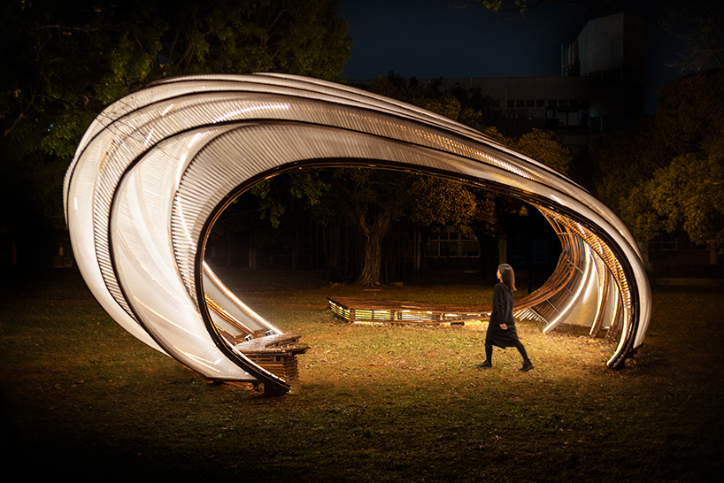 ling-li tseng's bamboo pavilion creates cocooning space to linger on taiwan university campus