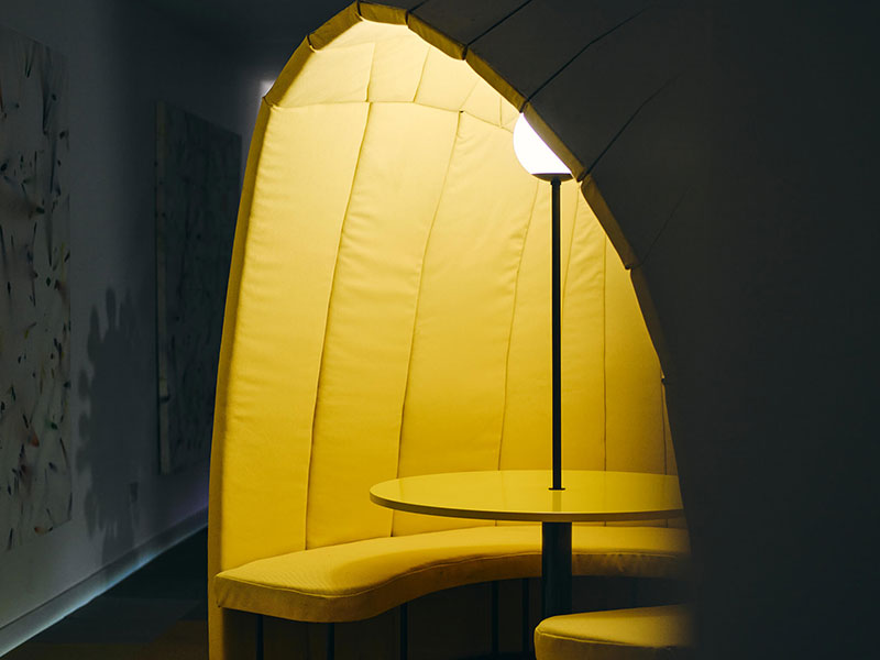 lazerian's aluminium pods occupy an art gallery-cum-bar in manchester designboom