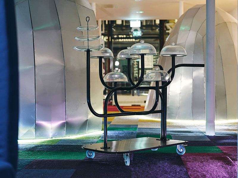 lazerian's aluminium pods occupy an art gallery-cum-bar in manchester designboom