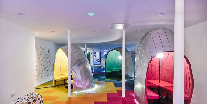 lazerian's aluminium pods occupy an art gallery-cum-bar in manchester designboom