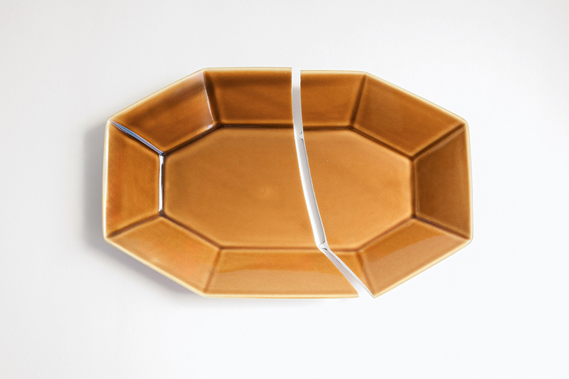 roee ben yehuda's kawatsugi salvages fragmented ceramics with leather interventions