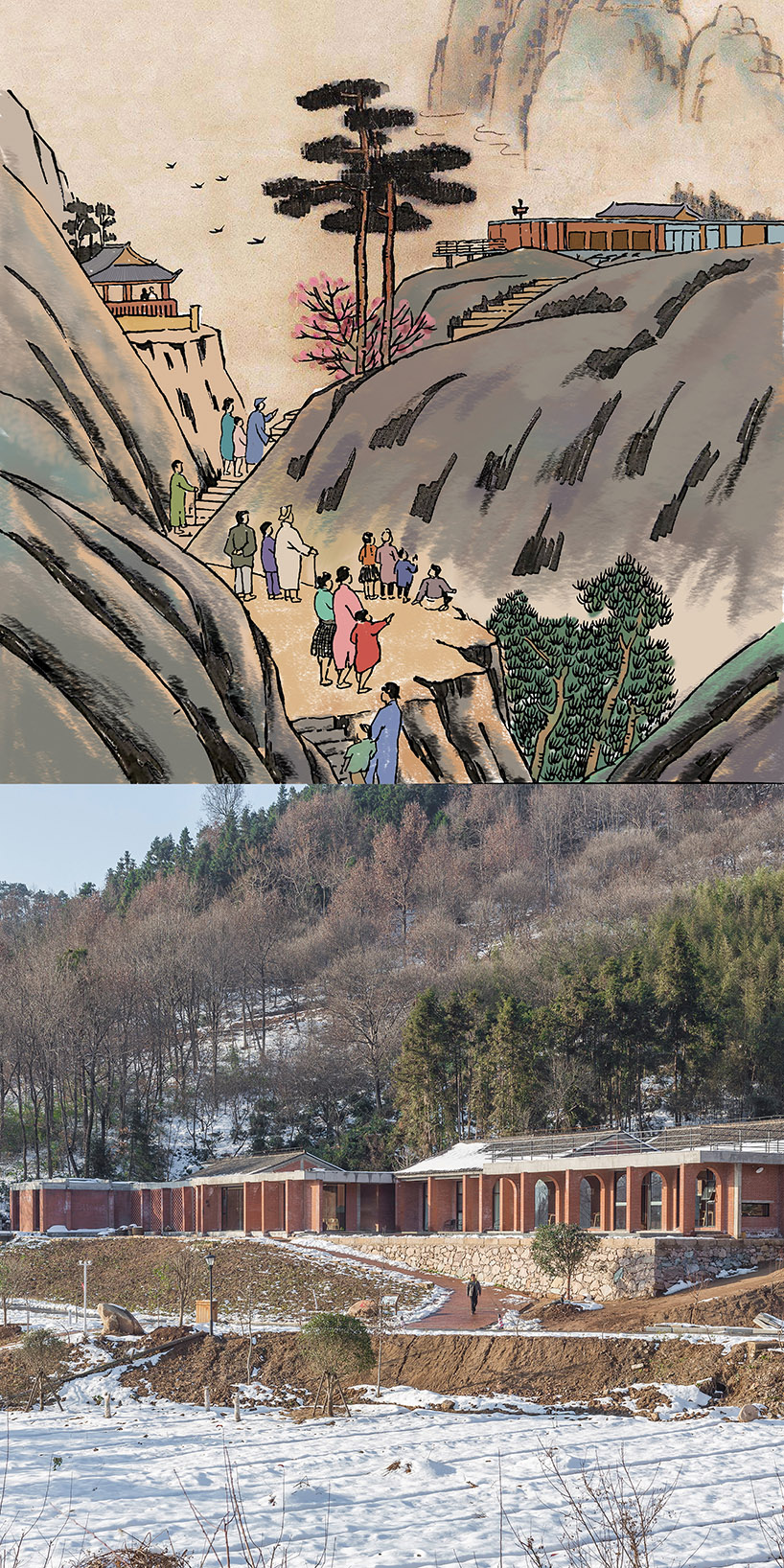 3andwich design and he wei studio interpret drawings of rural china into architecture