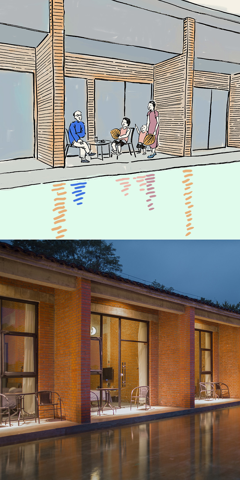 3andwich design and he wei studio interpret drawings of rural china into architecture