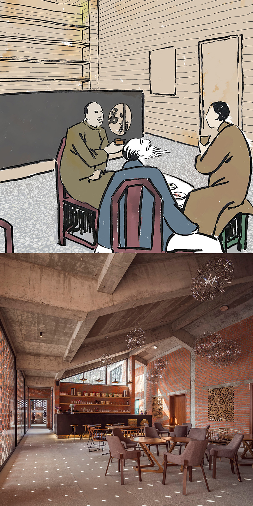 3andwich design and he wei studio interpret drawings of rural china into architecture