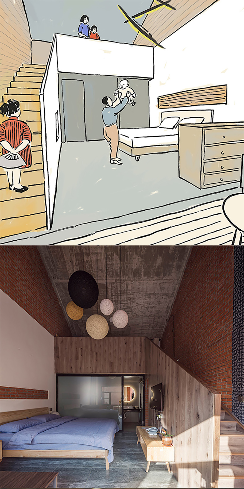 3andwich design and he wei studio interpret drawings of rural china into architecture