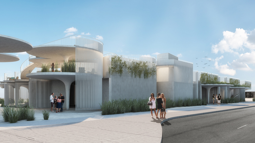 curved concrete and reclaimed wood form asbury park beach club proposal designboom