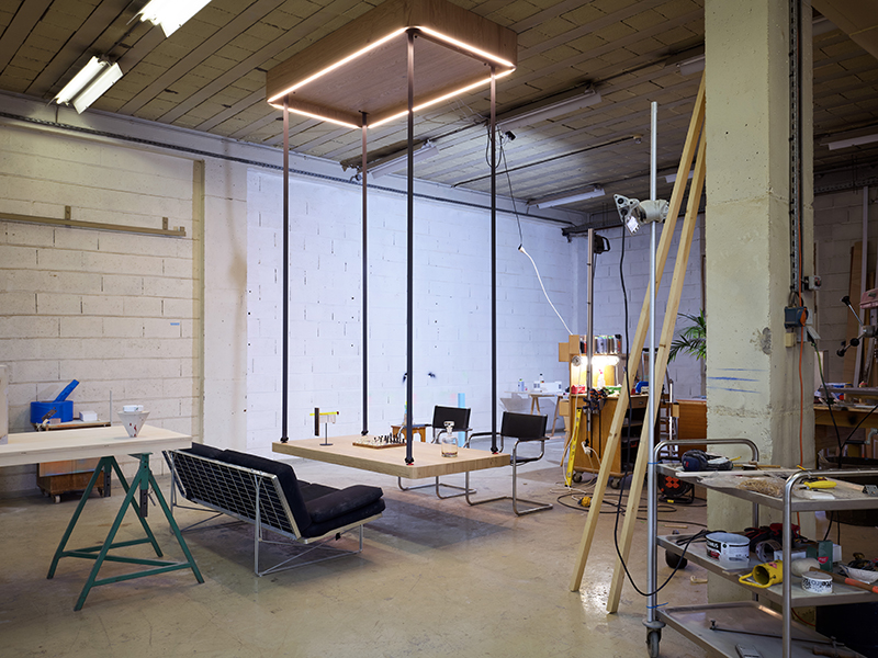 JCPCDR's 'flying table' uses detachable seat belts to suspend from the ceiling designboom