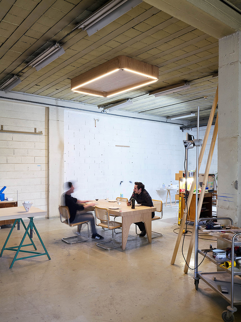 JCPCDR's 'flying table' uses detachable seat belts to suspend from the ceiling designboom