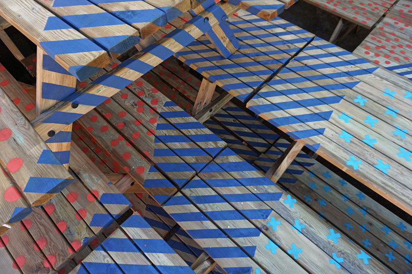 ENORME studio builds a colorful pyramide for picnic in zaragoza, spain designboom