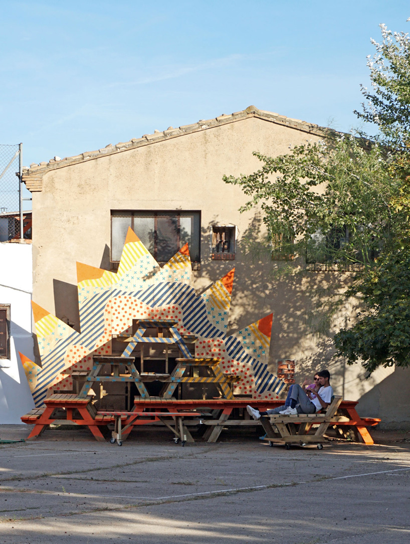 ENORME studio builds a colorful pyramide for picnic in zaragoza, spain designboom