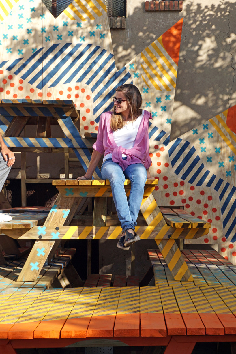 ENORME studio builds a colorful pyramide for picnic in zaragoza, spain designboom