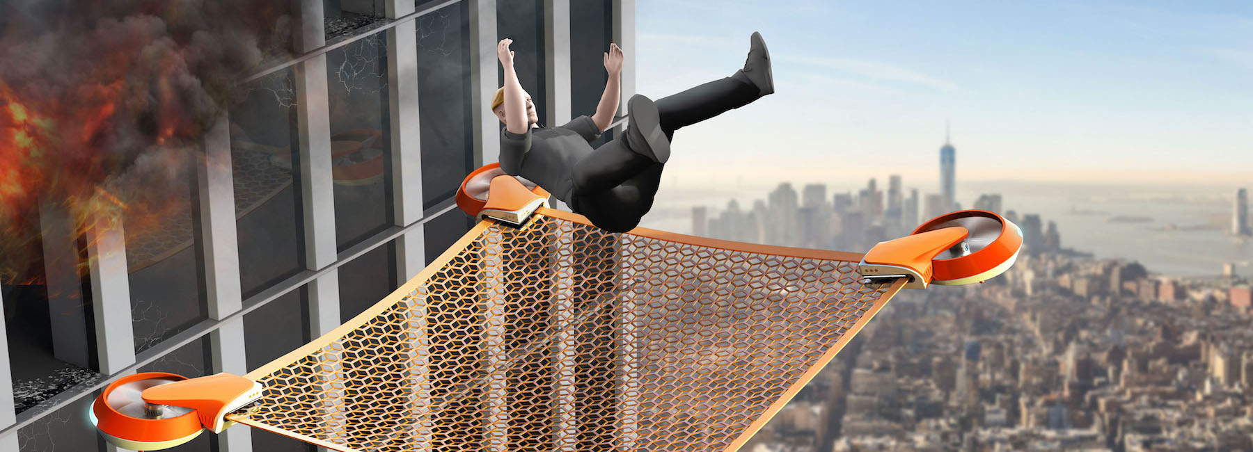 NET GUARD drone rescues people from highrise fire emergencies