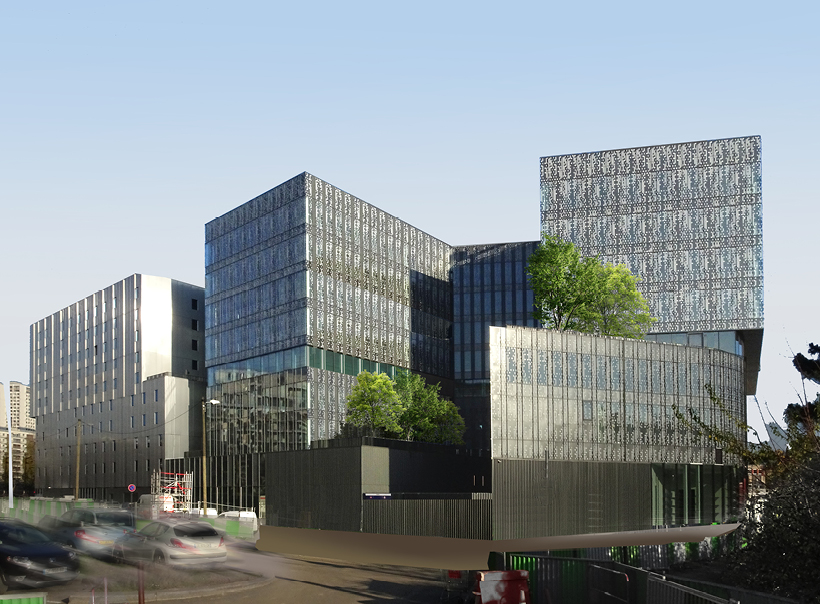 XTU architects builds multi-use complex in paris with a screen-printed glass façade designboom